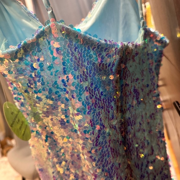 Size L Blue Sequin Dress NWT 💎 - Picture 5 of 6